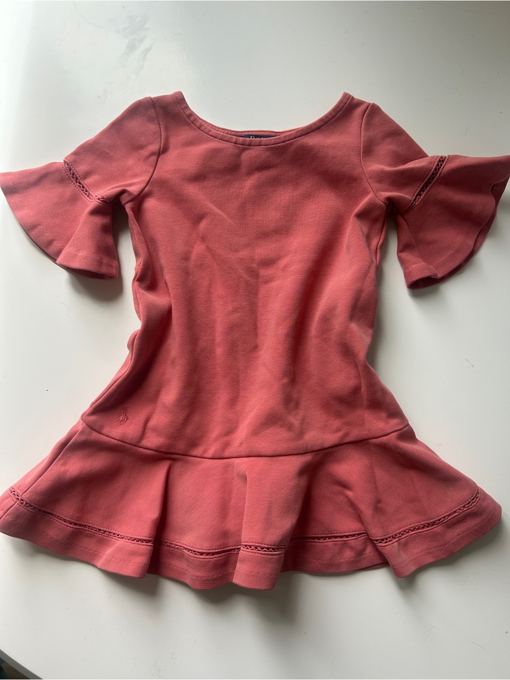 Ralph Lauren Coral Flounce-Sleeve Knit Dress